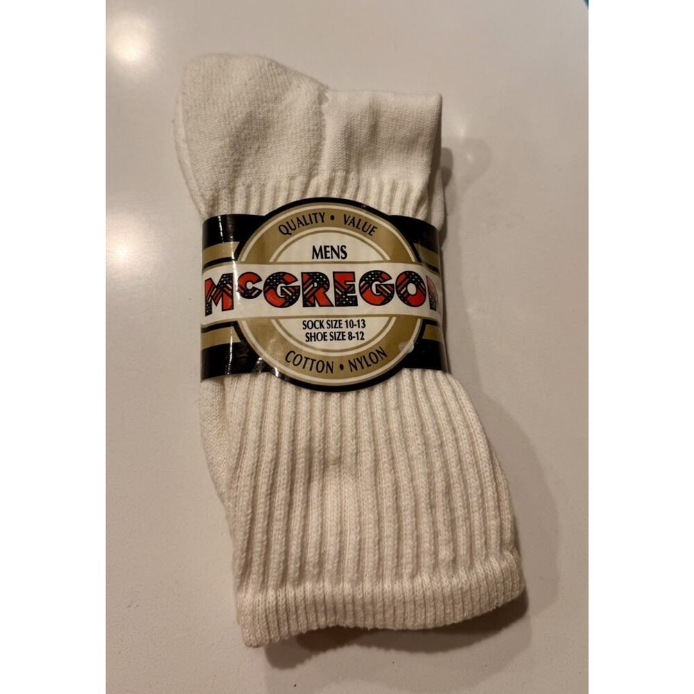 NOS Vintage McGregor 1 Pair Size 10-13 Cotton Blend Crew Length Tube Socks USA